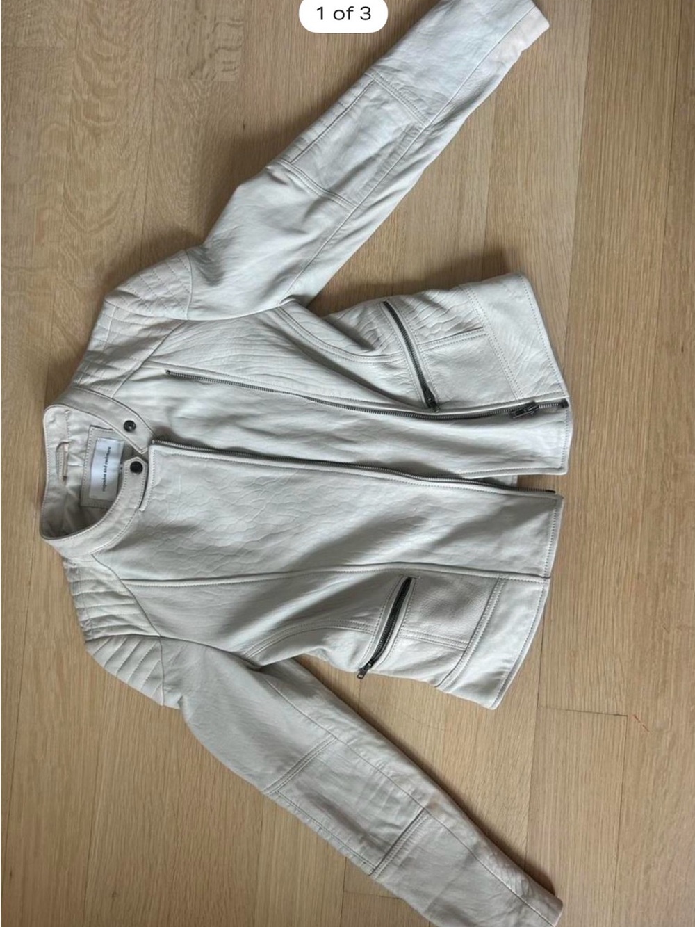 Cupcakes & Cashmere moto cream leather jacket